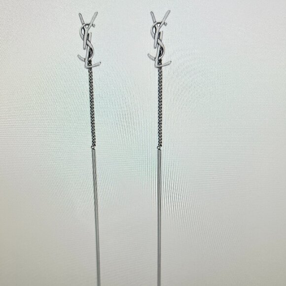 Yves Saint Laurent Jewelry - YSL Cassandre Threader Earrings in Silver – Like New